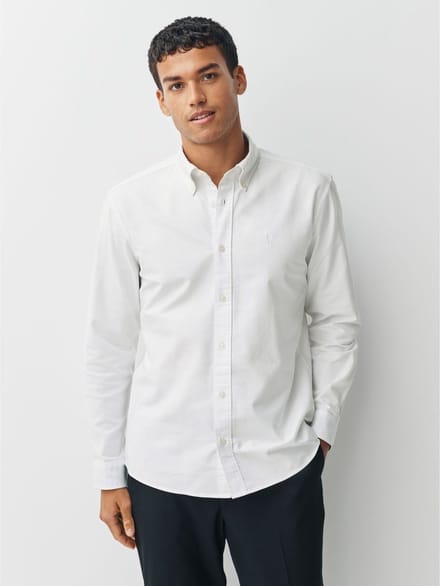 Next - Heren - Slim-fit Oxford-overhemd met lange mouwen - Wit