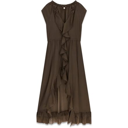 Guess Maelys Ruffled Jurk Met Korte Mouwen Bruin 2XS Vrouw