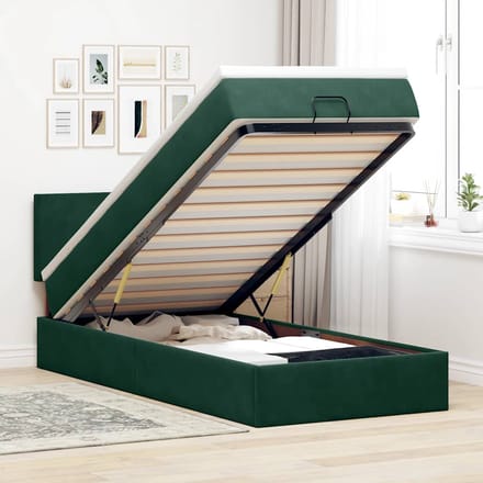 vidaXL - Ottoman - bed - met - matras - en - LED's - 100x200 - cm - fluweel - donkergroen