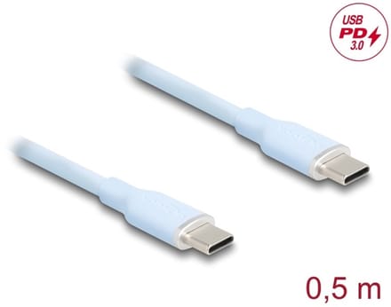Delock USB 2.0 Cable USB Type-C™ male to male PD 3.0 60 W 0.5 m blue Silicone