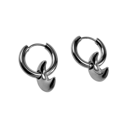 ∅18mm x 3mm Oorbellen Dames - Gepolijst RVS - Oorringen met Halve Maan Hanger