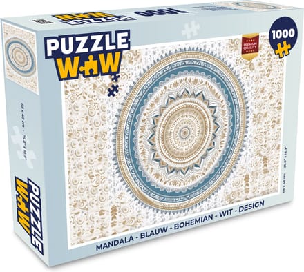 Puzzel Mandala - Blauw - Bohemian - Wit - Design - Legpuzzel - Puzzel 1000 stukjes volwassenen