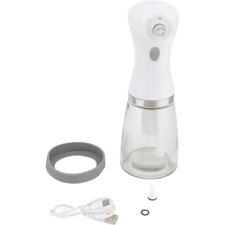 Elektrische Oliespuit met LED-licht Glas Continue Spray Verstelbare Elektrische Oliedispenser Fles white