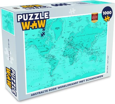 Puzzel Wereldkaart - Stoer - Rood - Legpuzzel - Puzzel 1000 stukjes volwassenen