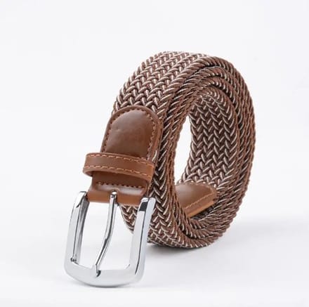 Go Go Gadget - Gevlochten riem - Elastisch - 105/120cm - Bruin/ Wit