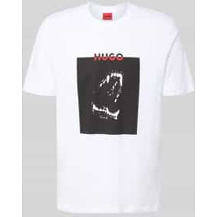 T-shirt met motief- en labelprint, model 'Dobero'