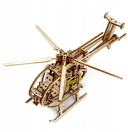 3D Houten Helikopter Model - Mechanisch Bouwpakket