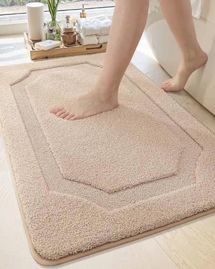 Antislip Badmat - Wasbare Absorberende Badmat voor Badkamer, Douche en Waskeuken - 61 x 110 cm - Beige