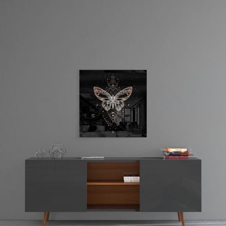 Da Vinci vlinder schilderij op glas