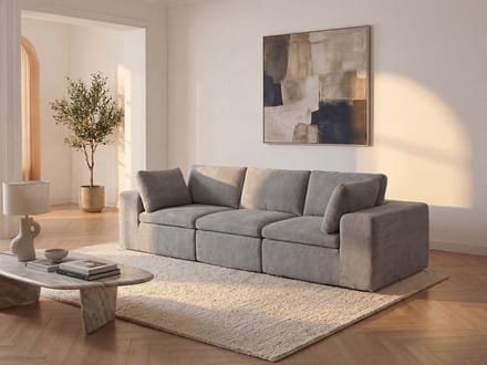 Vente-unique CORTOLINE 3-zits modulaire bank in grijze stof