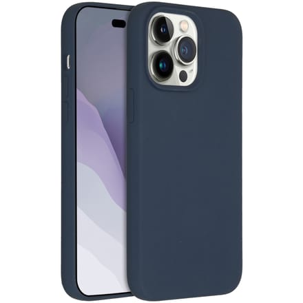 Accezz Hoesje - Geschikt voor Apple iPhone 14 Pro Max - Liquid Silicone Backcover - Donkerblauw