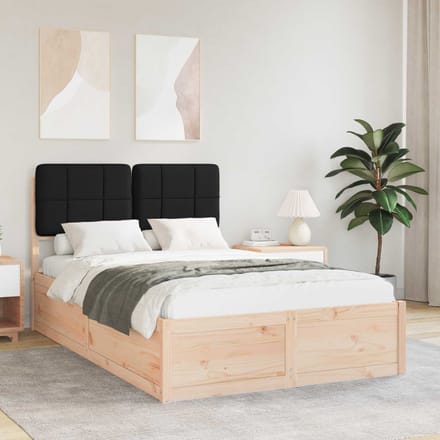 vidaXL - Bedframe - met - Gevoerde - Hoofdbord - Zwart - 120 - x - 200 - cm