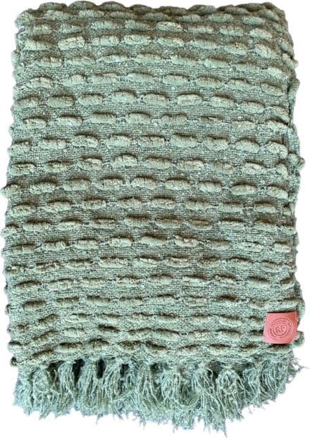 Rocaflor Deken chenille groen met franjes 130x170cm