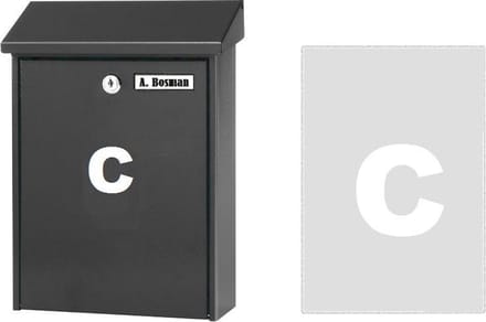 Huisnummer sticker C WIT (6cm hoog) / plakcijfer / cijfersticker