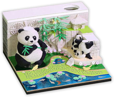 3D Scheurkalender 2026 Panda Bamboe - Papierkunst Tafelkalender & Dagplanner