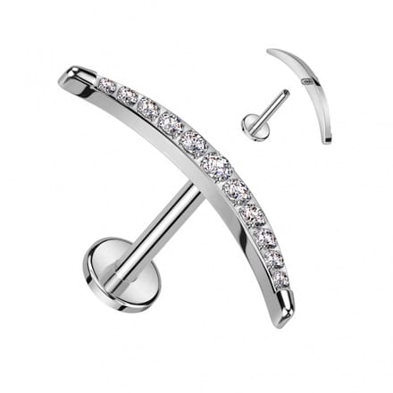 Piercing titanium langere maan 1.2x8 - zilver - LMPiercings