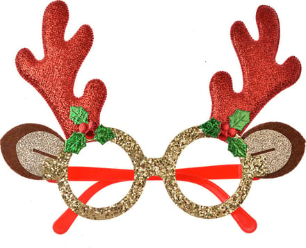 Clayre & Eef Kerstbril 19x3x15 cm Rood Goudkleurig Kunststof