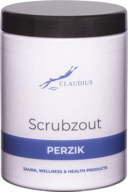 Scrubzout Perzik in handige pot - 1250 gram - met zwarte deksel - Hydraterende Lichaamsscrub