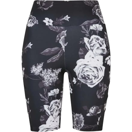 Urban Classics - High Waist Tech Mesh AOP Korte cycle broek - S - Zwart/Wit