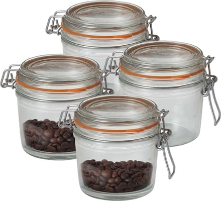 Le Parfait Voorraad/weckpot - 4x - glas - transparant - 10 x 8,5 cm - 350 ml
