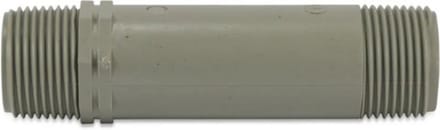 Pijpnippel PVC 3/4" buitendraad 10bar grijs 100 mm