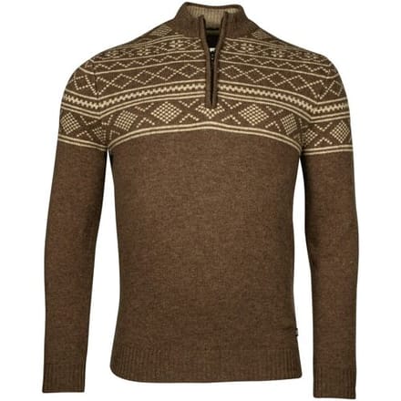 Baileys Trui Top Part Norwegian Knit Design Half Zip Lambswool Tobacco / male