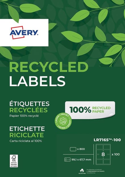 Etiket avery lr7165-100 99.1 x 67.7 mm 800 st recy