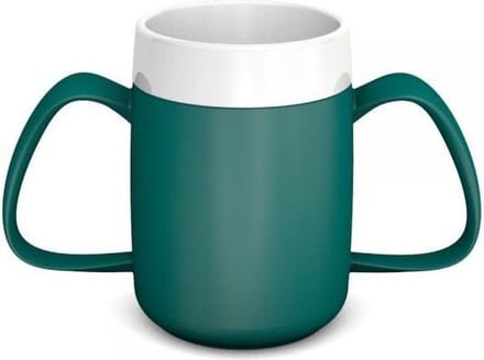 Conische Warmhoudbeker met Dubbel Handvat - Blauwgroen
