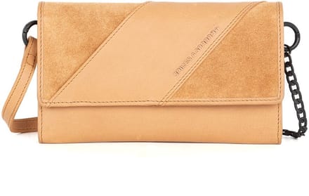 Leren Mini Crossbody / RFID Wallet - Flower - Camel