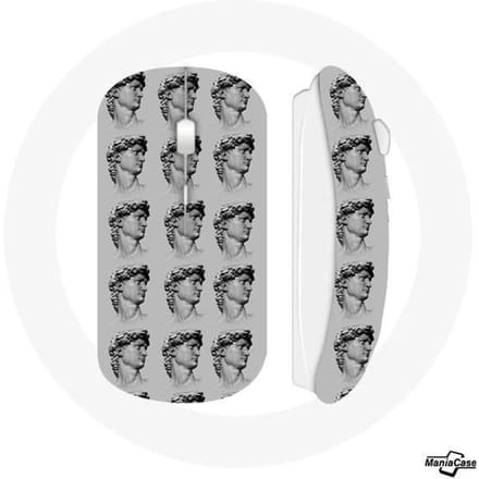 Souris sans fil - MANIACASE - Statue fond gris - USB wifi - Compatible Mac et PC - Gris
