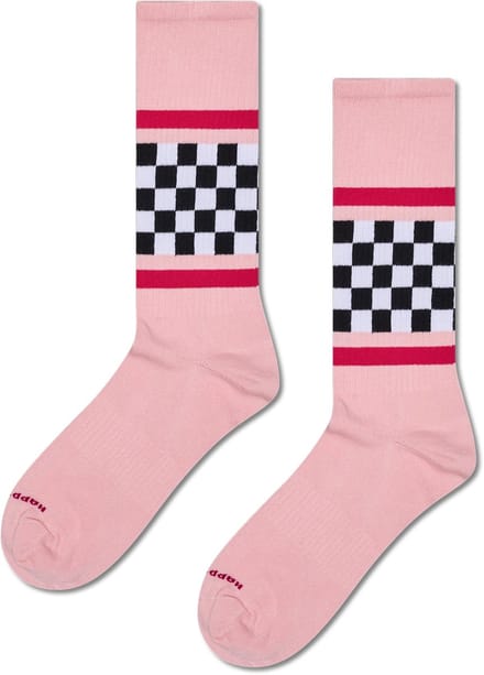 Happy Socks Checked Stripe Sneaker Sock - unisex sokken - roze - Unisex - Maat: 36 - 40