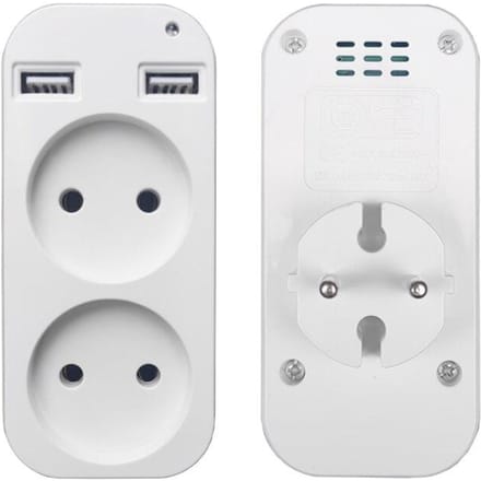 1 stuks Europese stekkerconversiestekker Multifunctionele aansluiting Draagbare dubbele USB-poort Duits Frans Russisch Universele aansluiting white