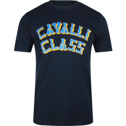 Cavalli Class Layered Logo Blauw Marineblauw T-shirt