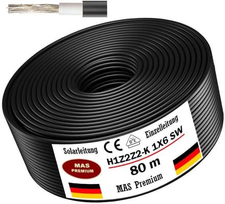 Fotovoltaïsche Zonne-kabel H1Z2Z2-K 6 mm² - UV-bestendig en Begraafbaar