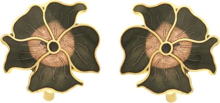 Behave - Oorclips dames - bloemmotief - zwart en bruin - 2 cm