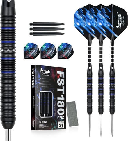 Professionele Stalen Tip Dartset 90% Tungsten - Complete Set met Flights, Assen en Puntenslijper