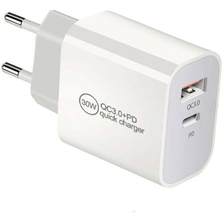 IWH USB-oplader 30 W 1x USB-A, 1x USB-C USB PD, QC 3.0 Wit Binnen