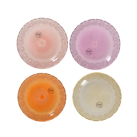 Ontbijtbord glas 18 cm 4 assorti