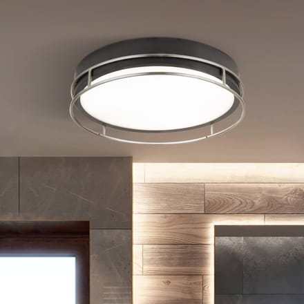 Searchlight Phoenix plafondlamp, Ø 40 cm, zwart / chroom, IP44