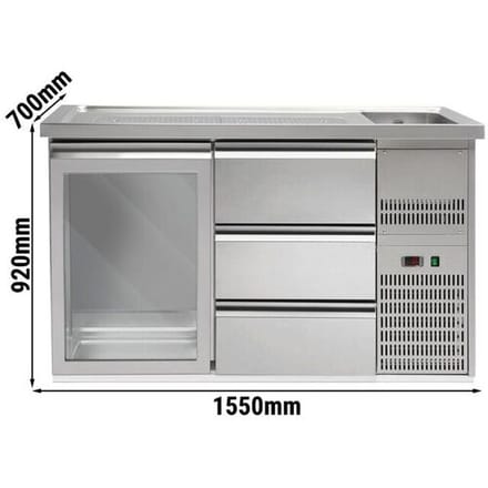 GGM Gastro Biertheke Premium PLUS - 1550x700mm - 1 Glastür & 3 Schubladen