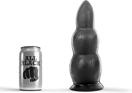 All Black Zwarte dildo 23 cm met ribbels