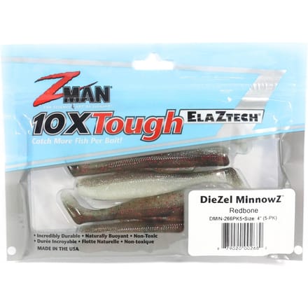 Zman Zacht Kunstaas Diezel MinnowZ 4 Inch 5/Pack Rood Bot (2680) white