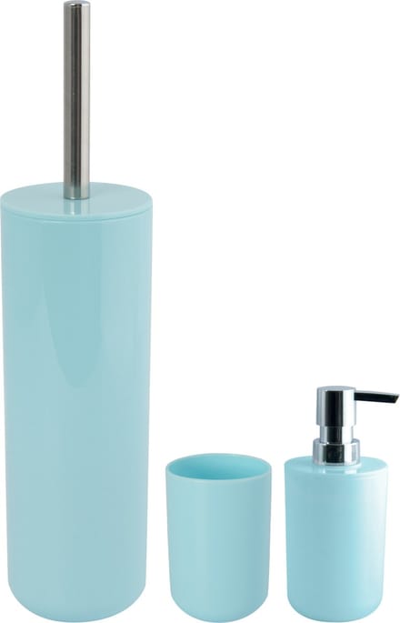 MSV Badkameraccessoire Moods - toiletborstel in houder - beker - zeeppompje - mintgroen - kunststof