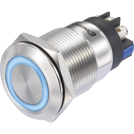 TRU COMPONENTS TC-8904692 LAS1-GQ-11E/L/B/12V/S Drukschakelaar 250 V/AC 3 A 1x aan/(aan) Moment Blauw IP65 1 stuk(s)