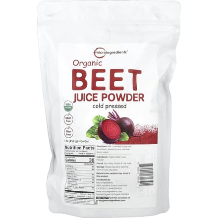 Micro Ingredients, Poudre de Jus de Betterave Bio, 1 lb (454 g)