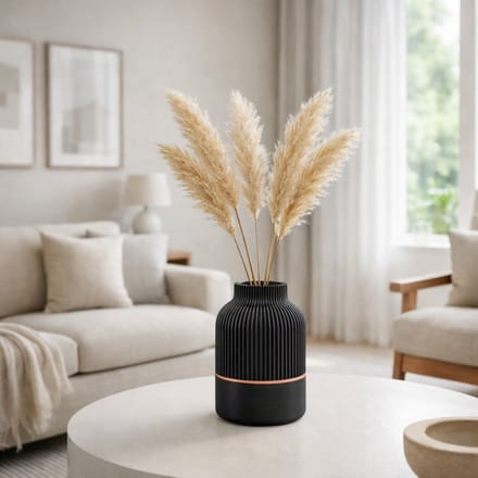 Layerzz - luxury Line 3d geprinte vaas - duurzaam Uniek - koper accent - 16 CM