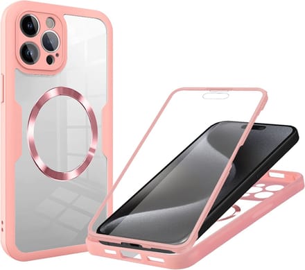 Hoesje geschikt voor Apple iPhone 15 Pro Max - Techsuit ColorVerse 360 Case met Screenprotector - Geschikt voor MagSafe - Roze