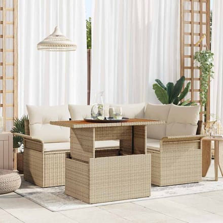 vidaXL - Tuinbank - Set - 5 - st - beige - en - crèmekleurig