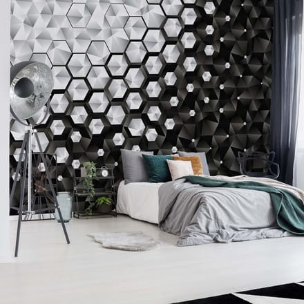 Fotobehang - Vlies Behang - 3D Hexagons - 416 x 290 cm