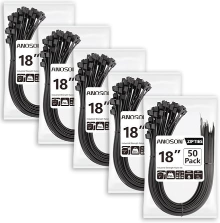 Zwarte Grote Ritsbanden 18 inch - 250 Stuks Heavy Duty